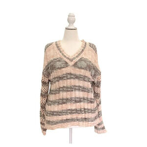 Stitch Fix Multicolor Knit Sweater With V-Neck & Long Sleeves Size M